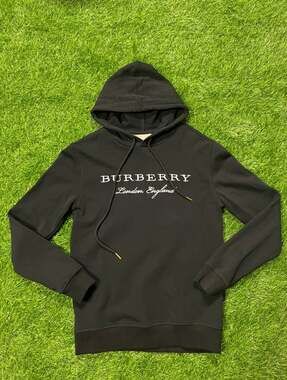 Burberry London England Embroidered Black Hoodie Medium